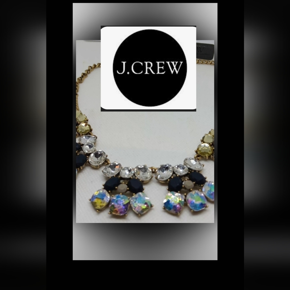 J. Crew Gold and Multicolor Crystal Necklace NWTs Retail $56.50.